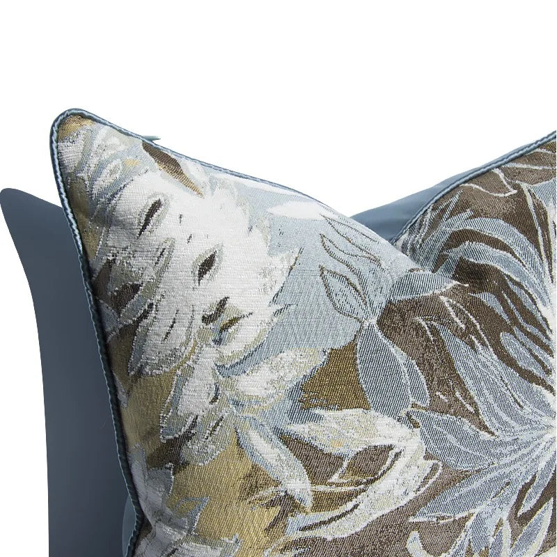 Floral patterned pillow with a white background