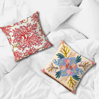 Coral pattern pillow cover with red sea coral design on neutral background