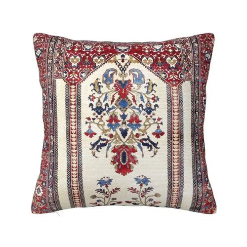 Decorative pillow with intricate patterns on a white background