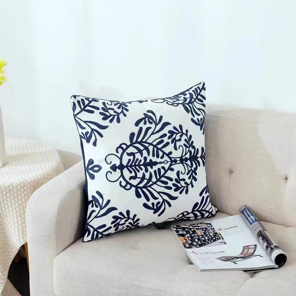 Geometric Embroidered Pillow Cover