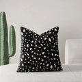 Black White Spotted Plush Pillow Covers Set