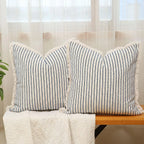 Fringe Striped Cotton Pillow Cover