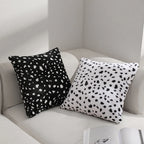 Black White Spotted Plush Pillow Covers Set