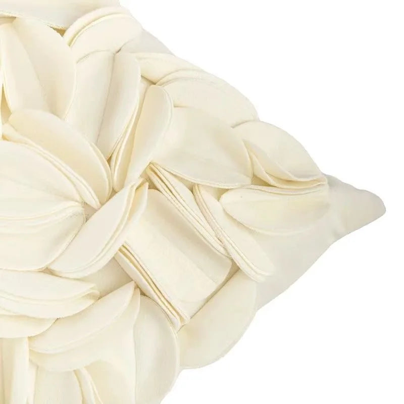 Luxury velvet pillow cover with floral petal embroidery and elegant textured design