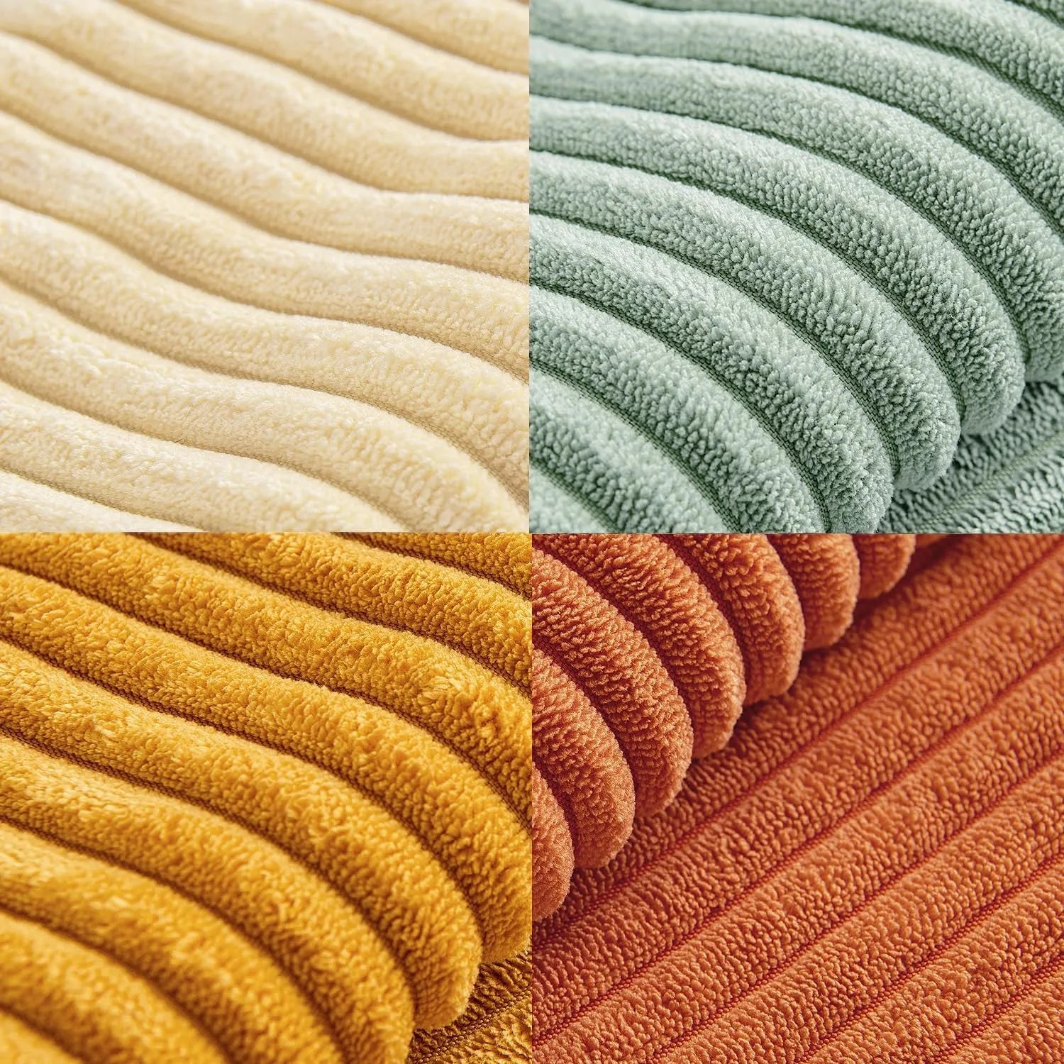 Green Corduroy Striped Pillow Cover