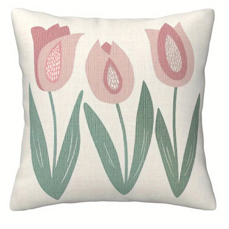 Floral pattern throw pillow cover with soft botanical design on lightweight fabric