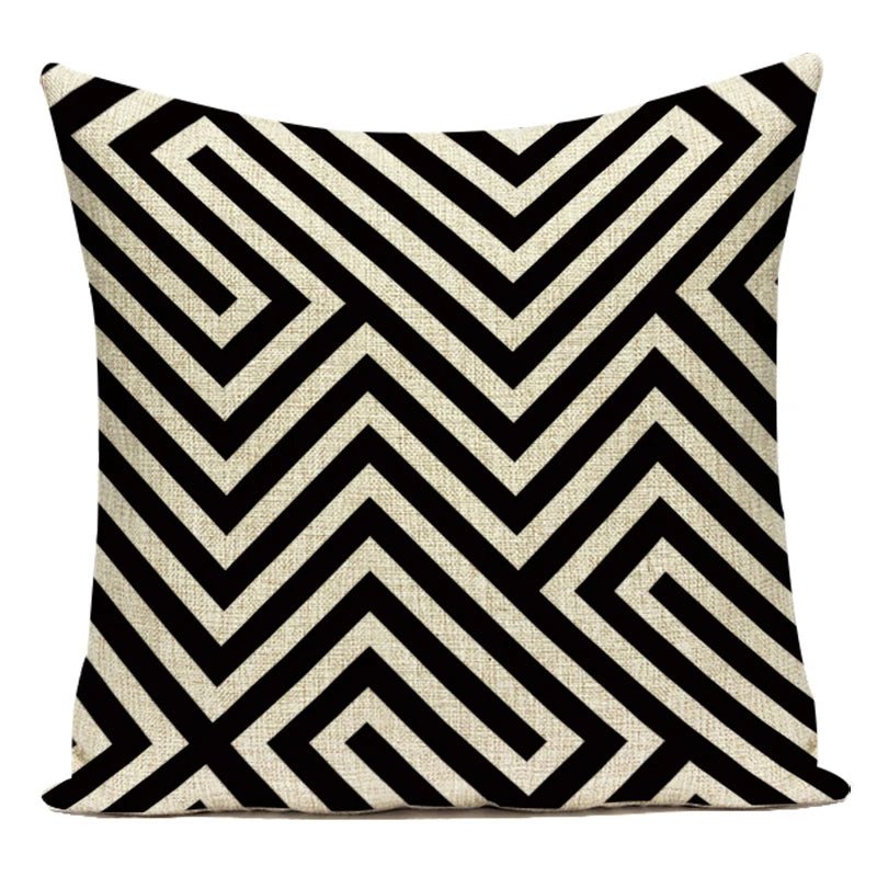 Black White Geometric Cushion Cover - Pillow Bay