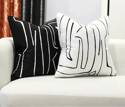 Black White Nordic Linen Pillow Cover - Pillow Bay