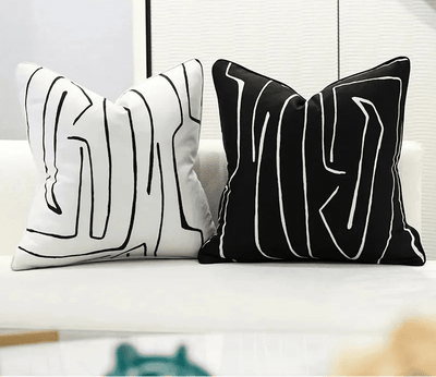Black White Nordic Linen Pillow Cover - Pillow Bay – alternate view