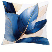 Blue Gold Leaf Pillow Cover - Pillow Bay – image 4