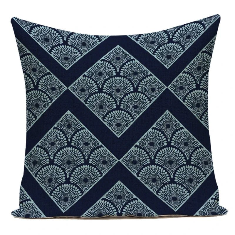 Blue Mandala Geometric Pillow Cover - Pillow Bay