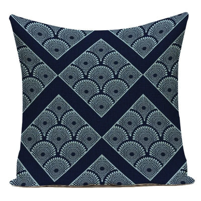 Blue Mandala Geometric Pillow Cover - Pillow Bay