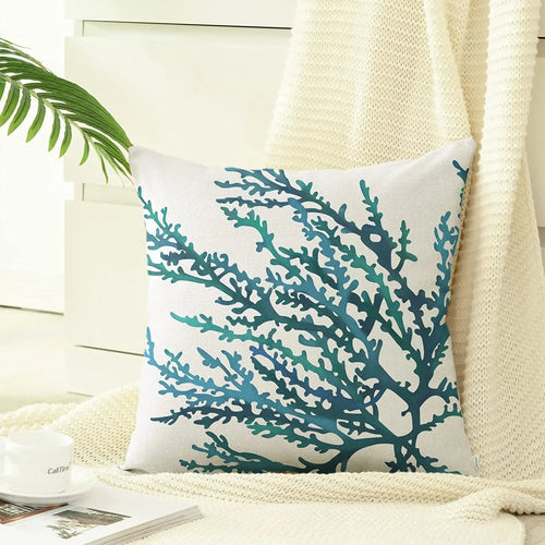 Blue Sea Coral Tree Pillow Cover - Pillow Bay
