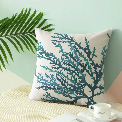 Blue Sea Coral Tree Pillow Cover - Pillow Bay