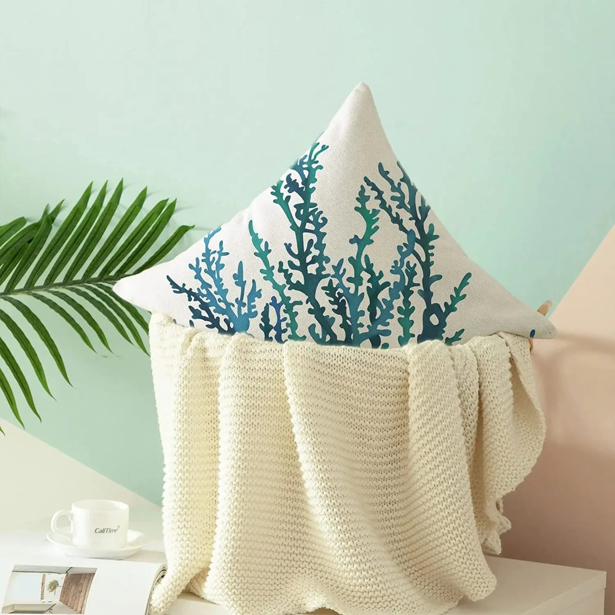 Blue Sea Coral Tree Pillow Cover - Pillow Bay