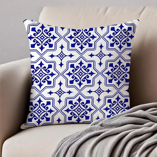 Blue Tiles Luxury Cushion Cover - Pillow Bay