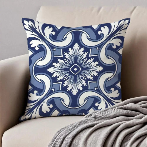 Blue Tiles Luxury Cushion Cover - Pillow Bay