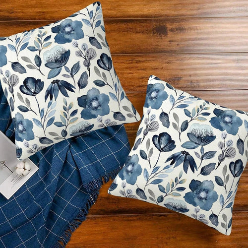 Blue White Floral Bird Pillow Cover - Pillow Bay
