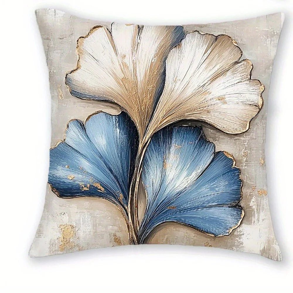 Blue White Floral Feather Pillow Covers - Pillow Bay