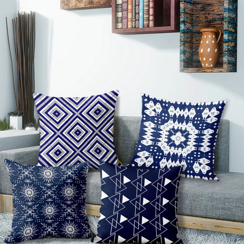 Blue White Pattern 4 Pillow Covers - Pillow Bay