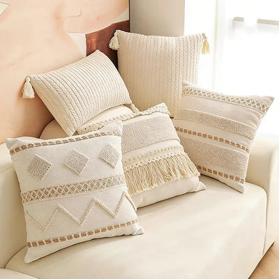Boho Cotton Linen Tassel Pillow Cover - Pillow Bay