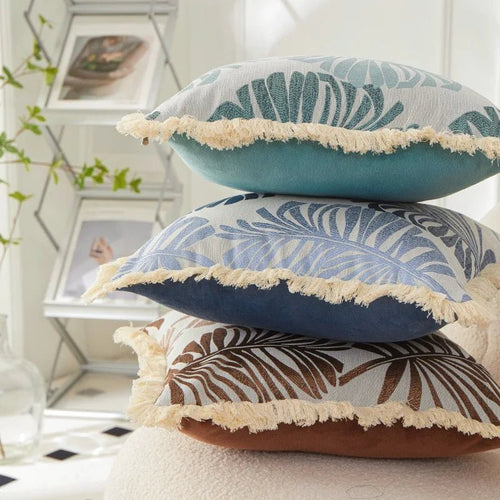 Boho Palm Leaf Fringed Pillow Cover - Pillow Bay