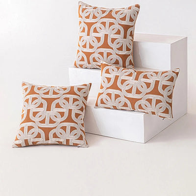 Brown Geometric Jacquard Cushion Cover - Pillow Bay