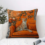 Cheetah Chinoiserie Orange Pillow Cover - Pillow Bay – image 2