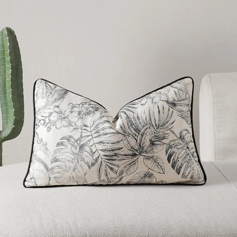 Chinoiserie Grey Floral Pillow Cover - Pillow Bay