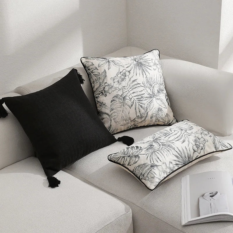 Chinoiserie Grey Floral Pillow Cover - Pillow Bay