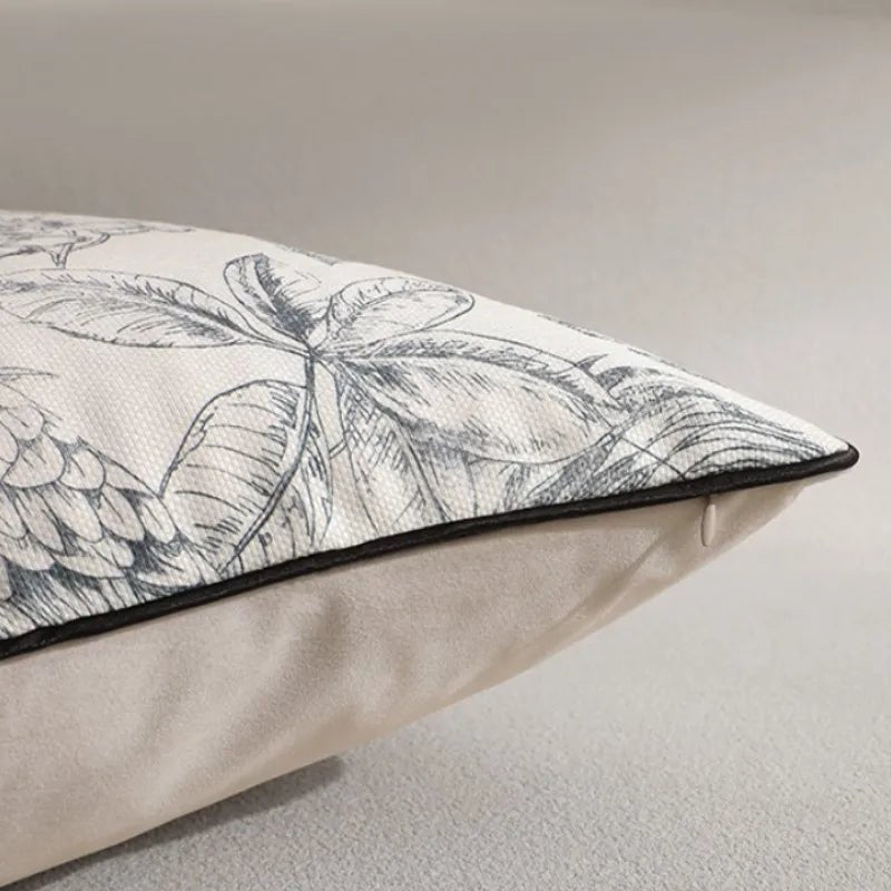 Chinoiserie Grey Floral Pillow Cover - Pillow Bay