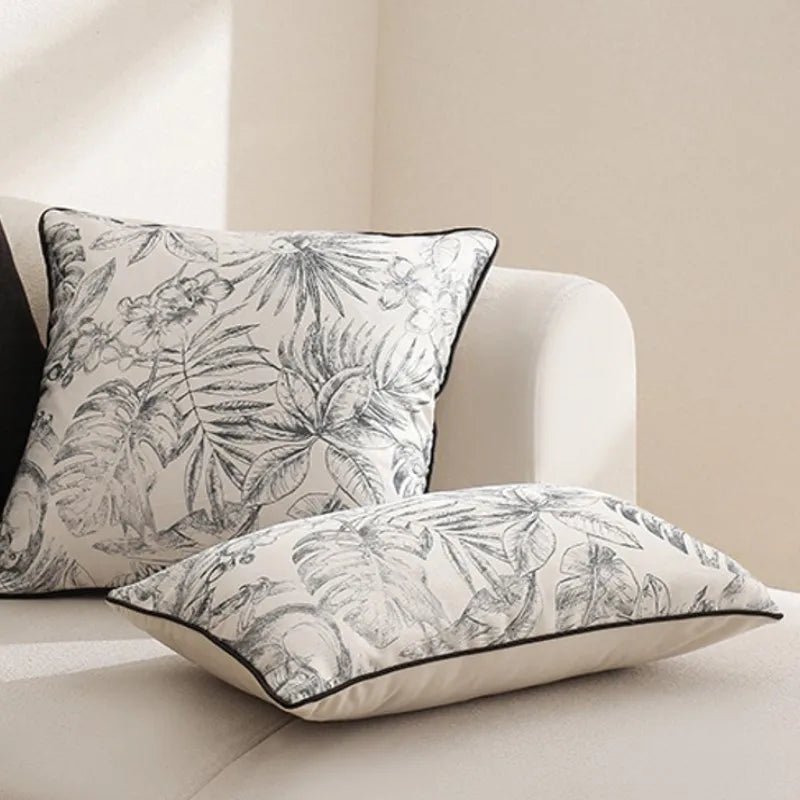 Chinoiserie Grey Floral Pillow Cover - Pillow Bay