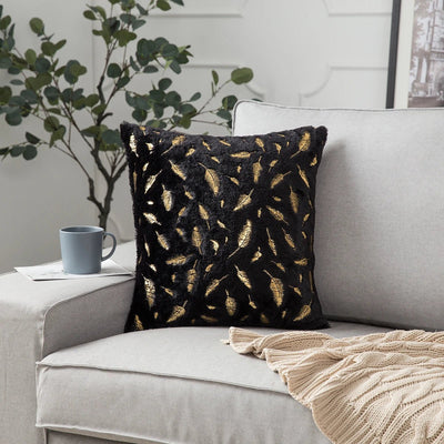 Christmas Gold Feather Pillow Cover - Pillow Bay