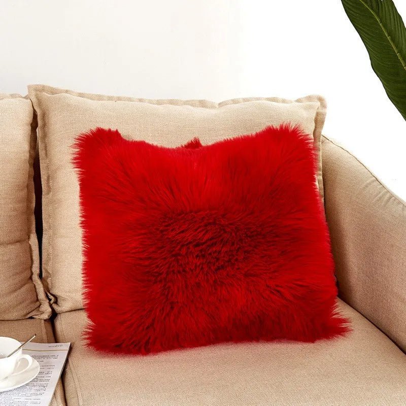 Double Fur Fluffy Plush Pillow Cover - Pillow Bay