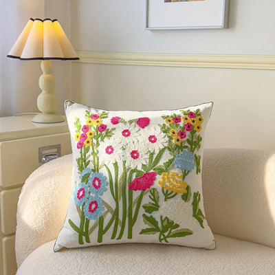 Embroidered Cotton Canvas Pillow Cover - Pillow Bay