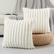 Faux Rabbit Fur Striped Pillow Cover - Pillow Bay – image 5