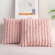 Faux Rabbit Fur Striped Pillow Cover - Pillow Bay – image 2