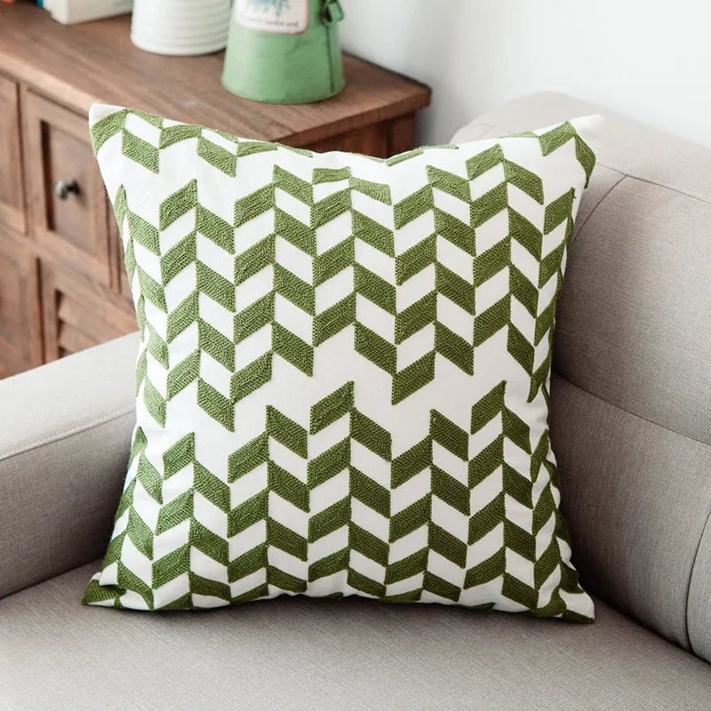 Geometric Embroidered Velvet Pillow Cover - Pillow Bay