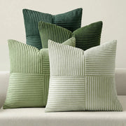 Green Corduroy Striped Pillow Cover - Pillow Bay – image 1
