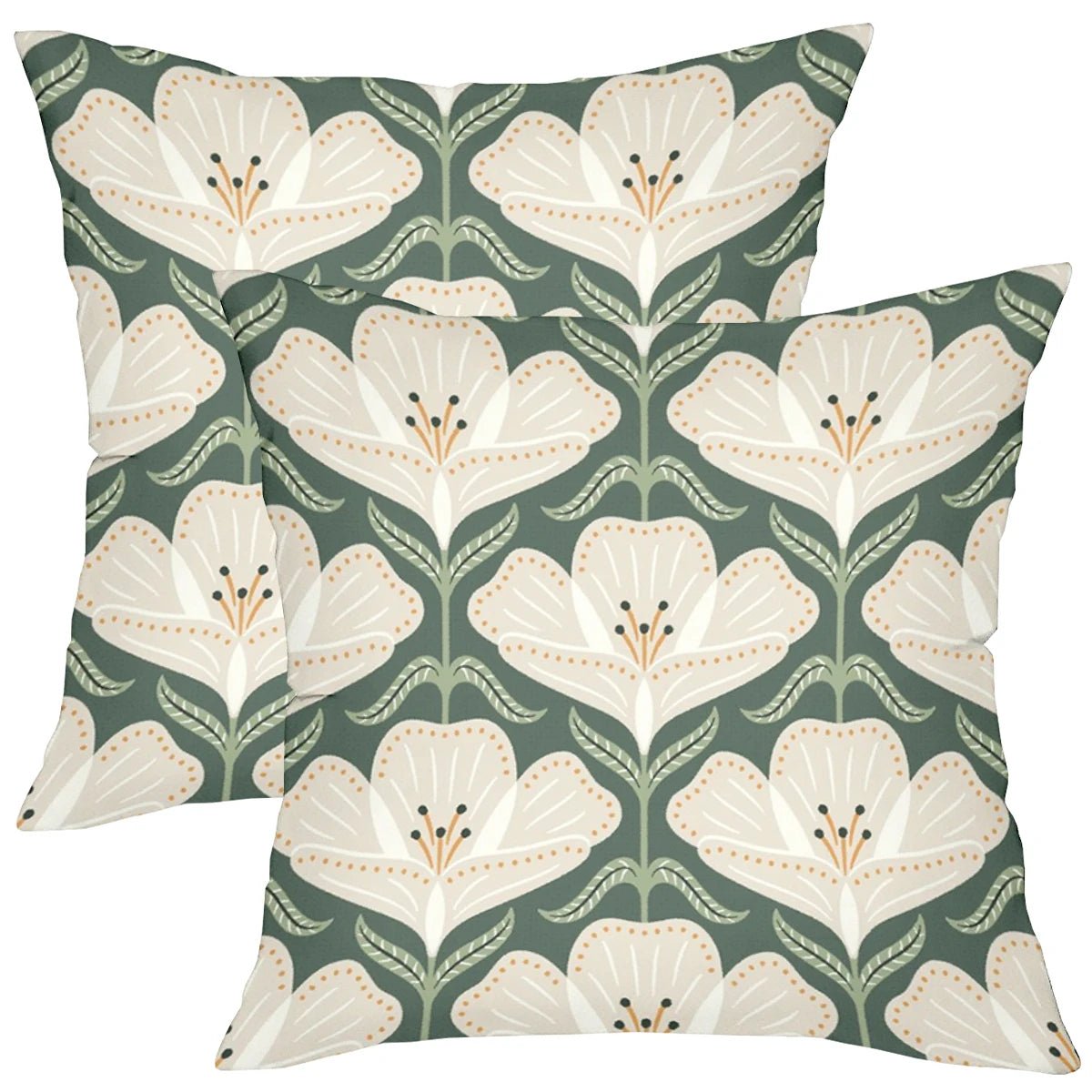 Green Floral Back Cushion Pillow Cover - Pillow Bay