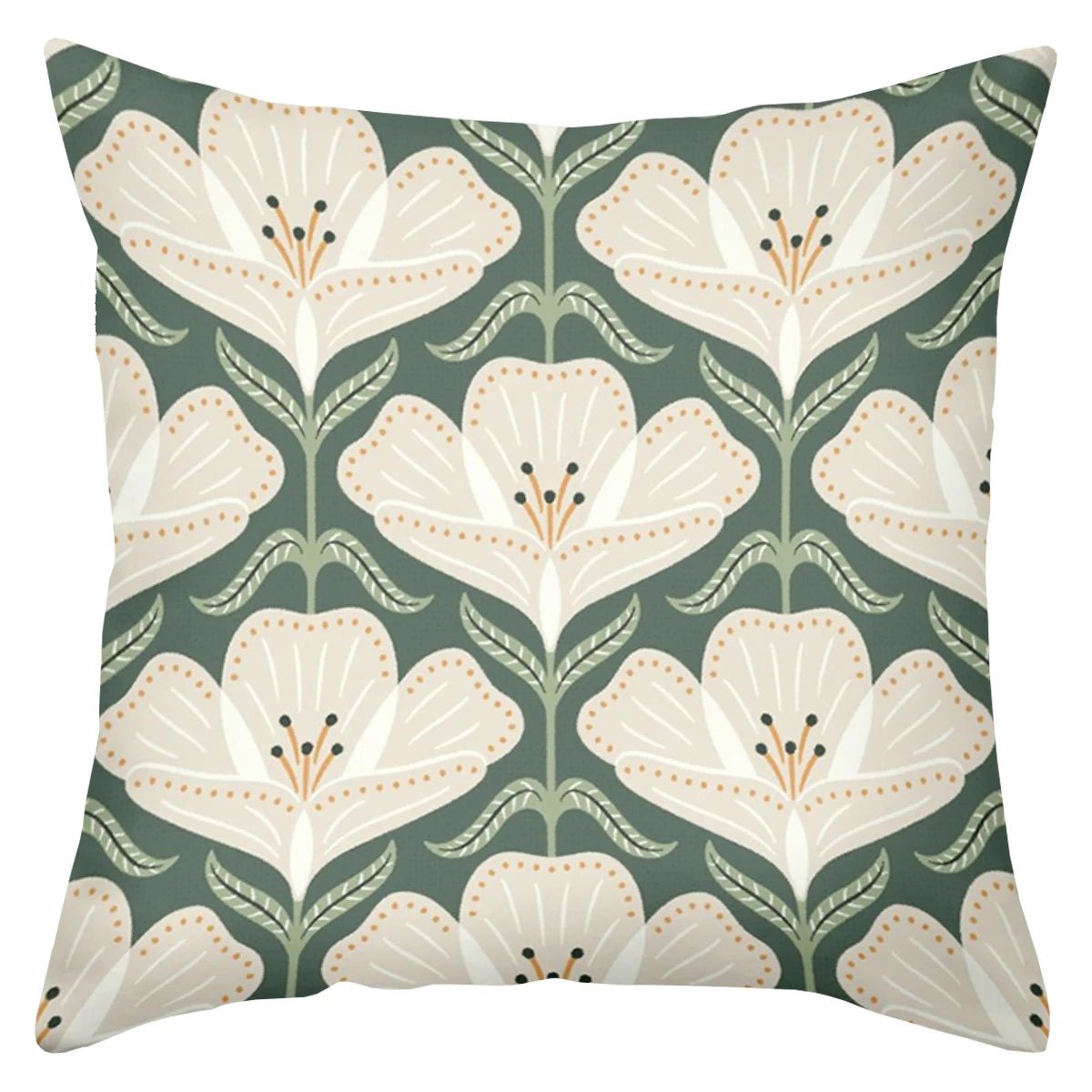 Green Floral Back Cushion Pillow Cover - Pillow Bay