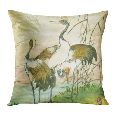 Japanese Crane Linen Pillow Cover - Pillow Bay – alternate view