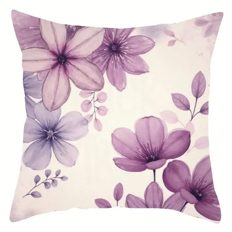 Lavender Floral Plush Pillow Cover - Pillow Bay