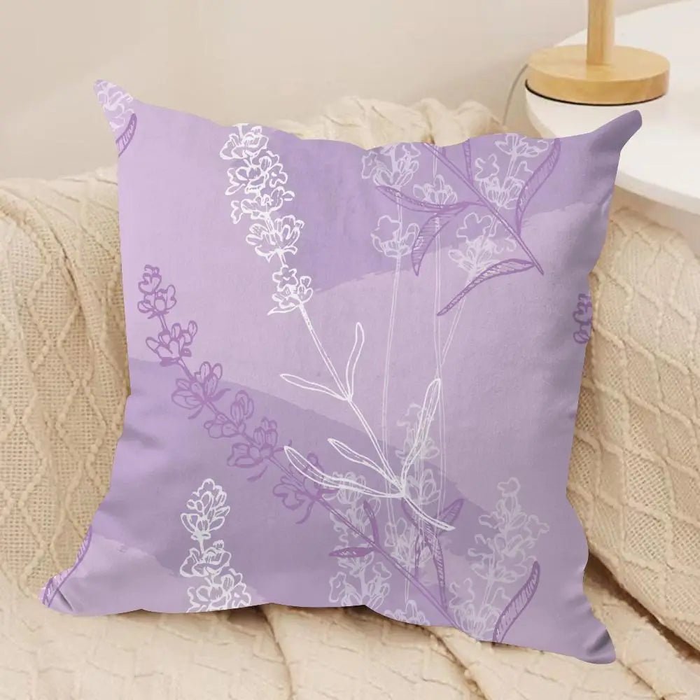Lavender Flowers Plush Pillow Cover - Pillow Bay