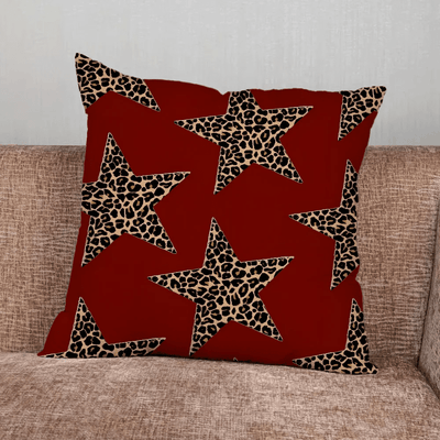 Leopard Cherry Star Pillow Cover - Pillow Bay