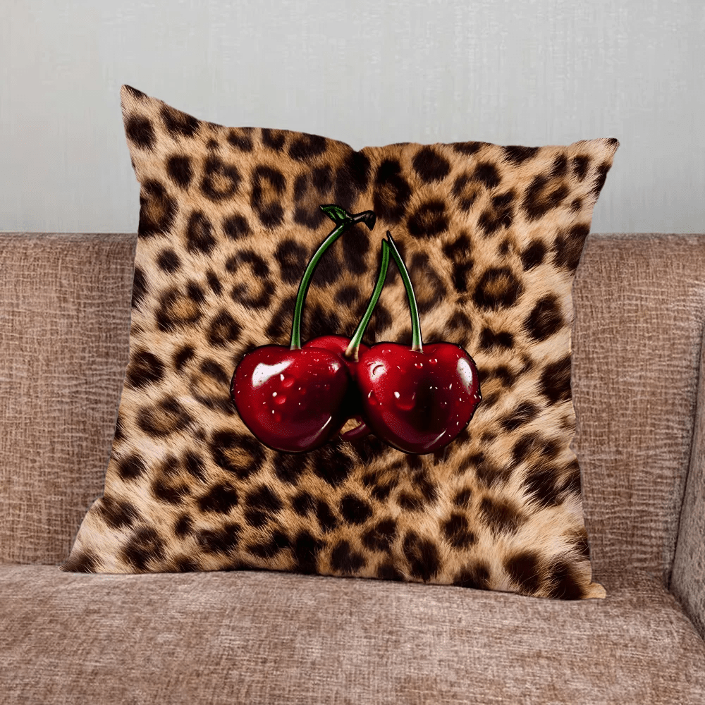 Leopard Cherry Star Pillow Cover - Pillow Bay