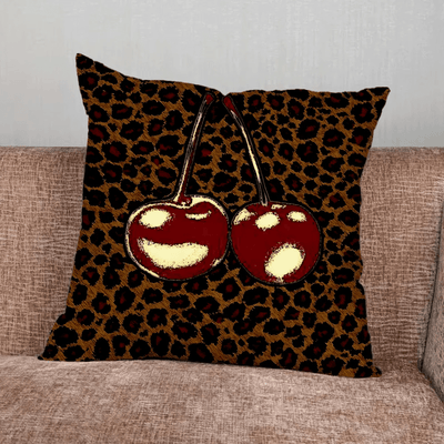 Leopard Cherry Star Pillow Cover - Pillow Bay – alternate view