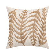 Linen Embroidered Leaves Cushion Cover - Pillow Bay – image 3