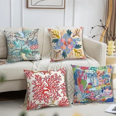 Marine Life Coral Starfish Pillow Cover - Pillow Bay – alternate view