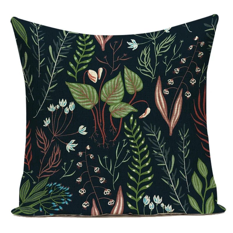 Nordic Floral Plants Pillow Cover - Pillow Bay